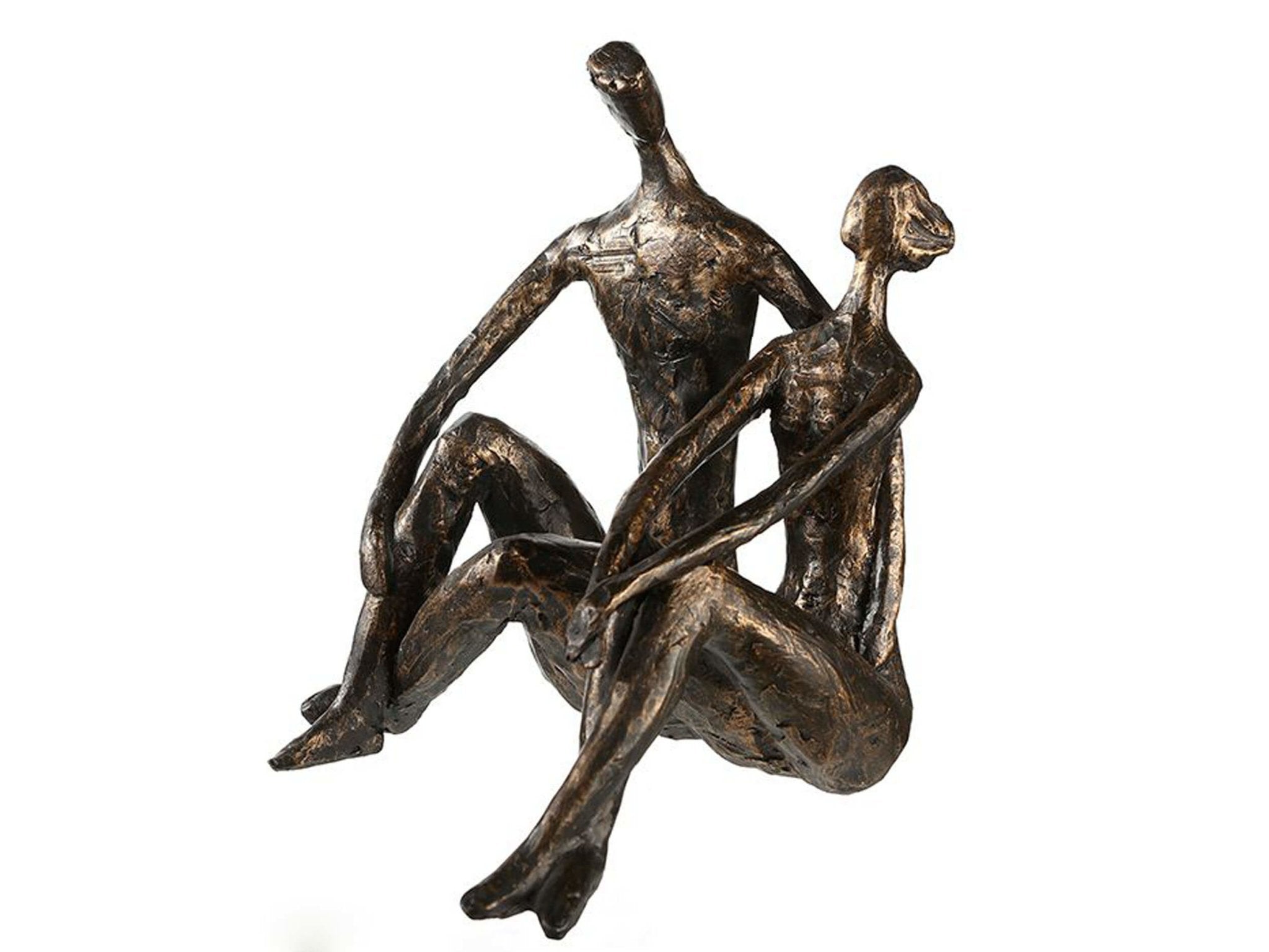 Seated lovers sculpture - Bronze | H. 25.5cm | Essential