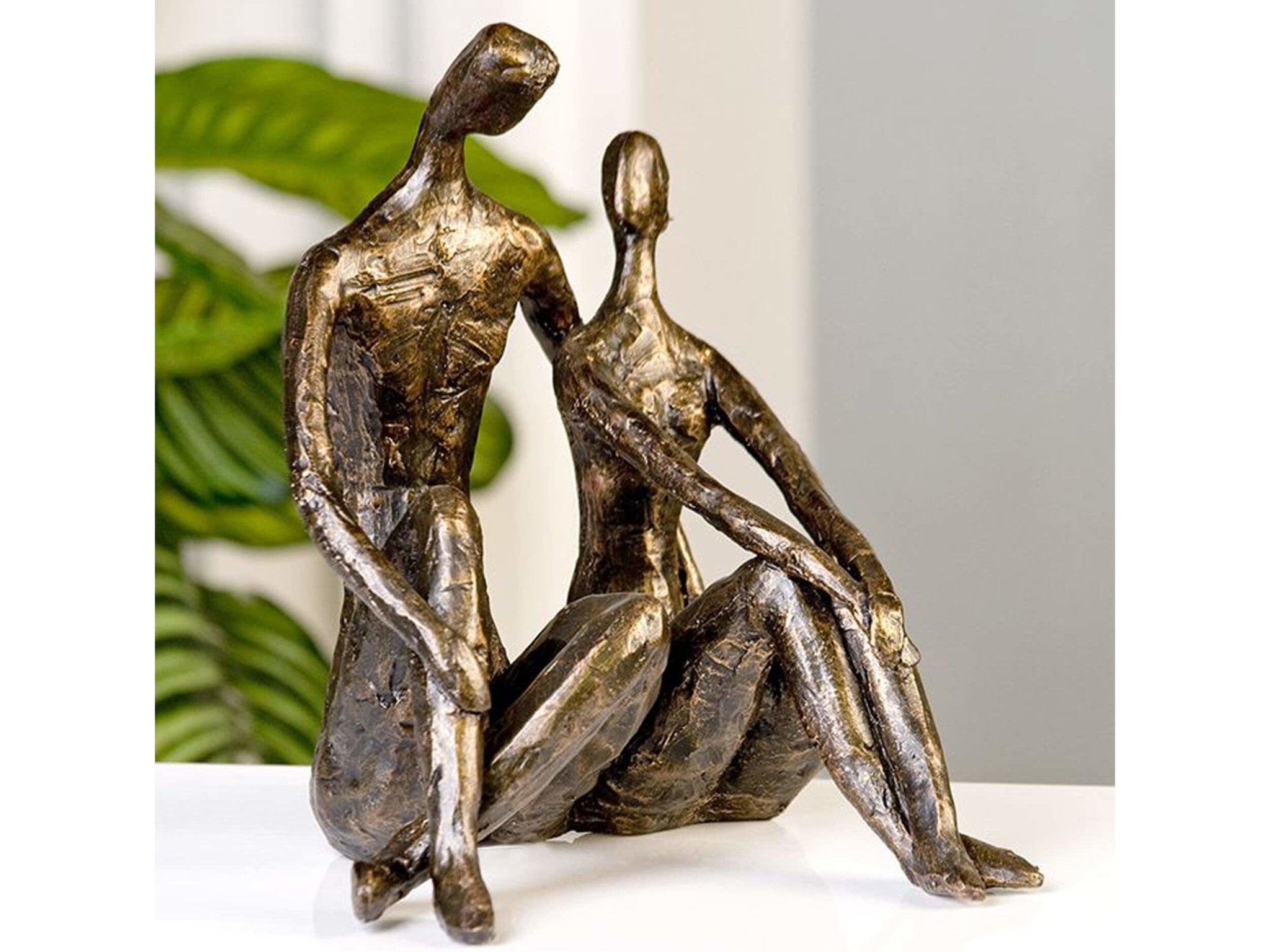 Seated lovers sculpture - Bronze | H. 25.5cm | Essential