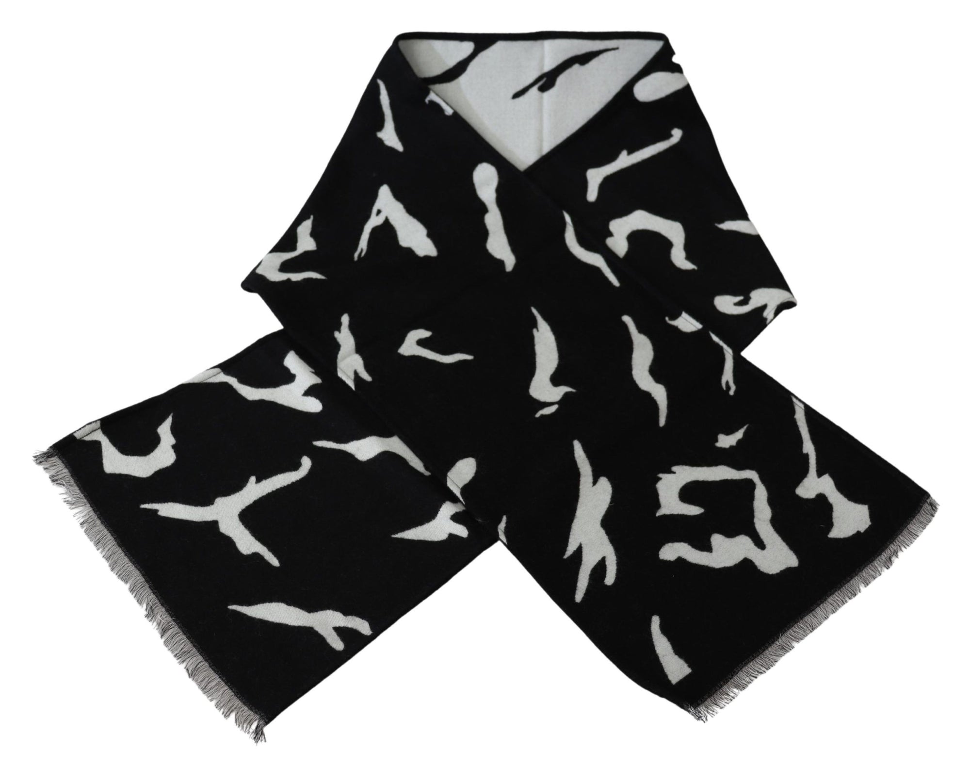 Givenchy - Unisex Wool-Silk Scarf in Black &amp; White