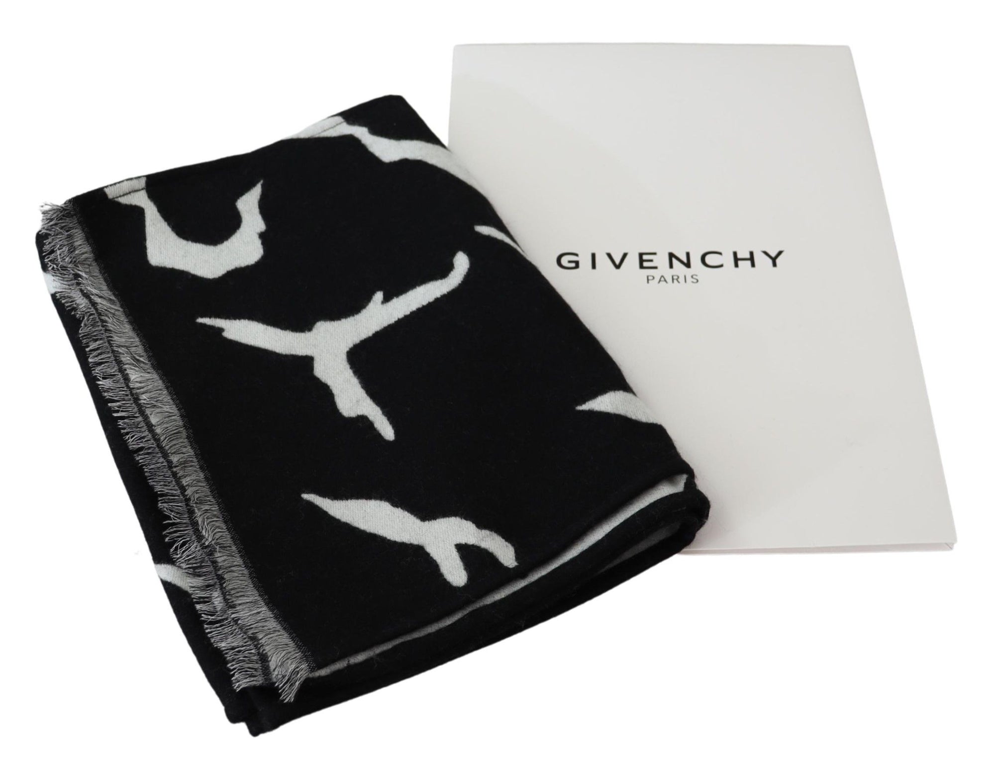 Givenchy - Unisex Wool-Silk Scarf in Black &amp; White