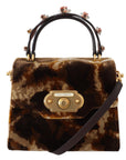 Dolce & Gabbana Elegant Giraffe Pattern Welcome Bag with Gold Accents