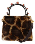 Dolce & Gabbana Elegant Giraffe Pattern Welcome Bag with Gold Accents