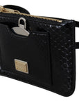 Dolce & Gabbana Elegant Python Pattern Leather Wristlet Wallet