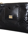 Dolce & Gabbana Exotic Leather Black Wristlet Wallet