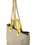 Dolce & Gabbana Beige Linen-Calf Tote with Gold Chain