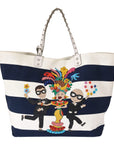 Dolce & Gabbana Chic Striped Beatrice Tote Handbag