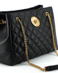 Versace Elegant Quilted Nappa Leather Tote Bag