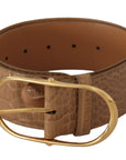 Dolce & Gabbana - Beige Leather Belt with Engraved Buckle