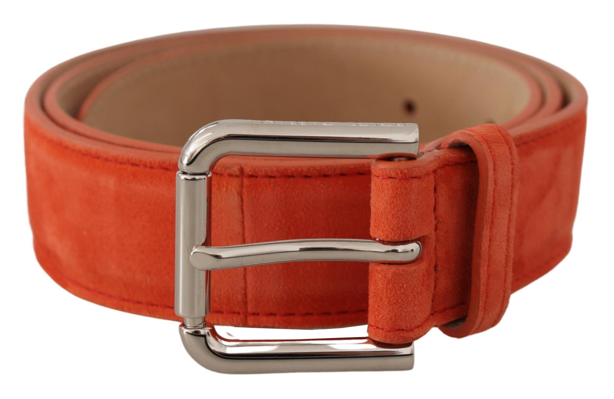 Dolce & Gabbana - Orange Suede Leather Belt with Engraved Buckle