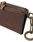 Dolce & Gabbana Elegant Brown Leather Coin Purse Wallet