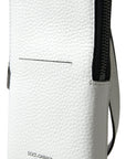 Dolce & Gabbana Elegant White Leather Phone Crossbody Bag