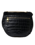 Dolce & Gabbana - Croc-Embossed Panther Shoulder Bag in Black