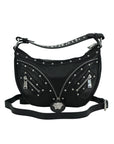 Versace Elegant Black Leather Hobo Shoulder Bag