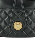 Versace Elegant Black Leather Bucket Shoulder Bag