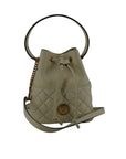 Versace Elegant Small White Leather Bucket Shoulder Bag