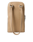 Dolce & Gabbana Elegant Beige Leather Crossbody Phone Bag