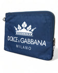 Dolce & Gabbana Elegant Blue Nylon Zipped Clutch