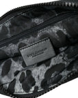 Dolce & Gabbana Elite Black Nylon & Leather Pouch with Logo Detail