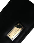 Dolce & Gabbana Elegant Black Nylon Leather Pouch with Silver Details