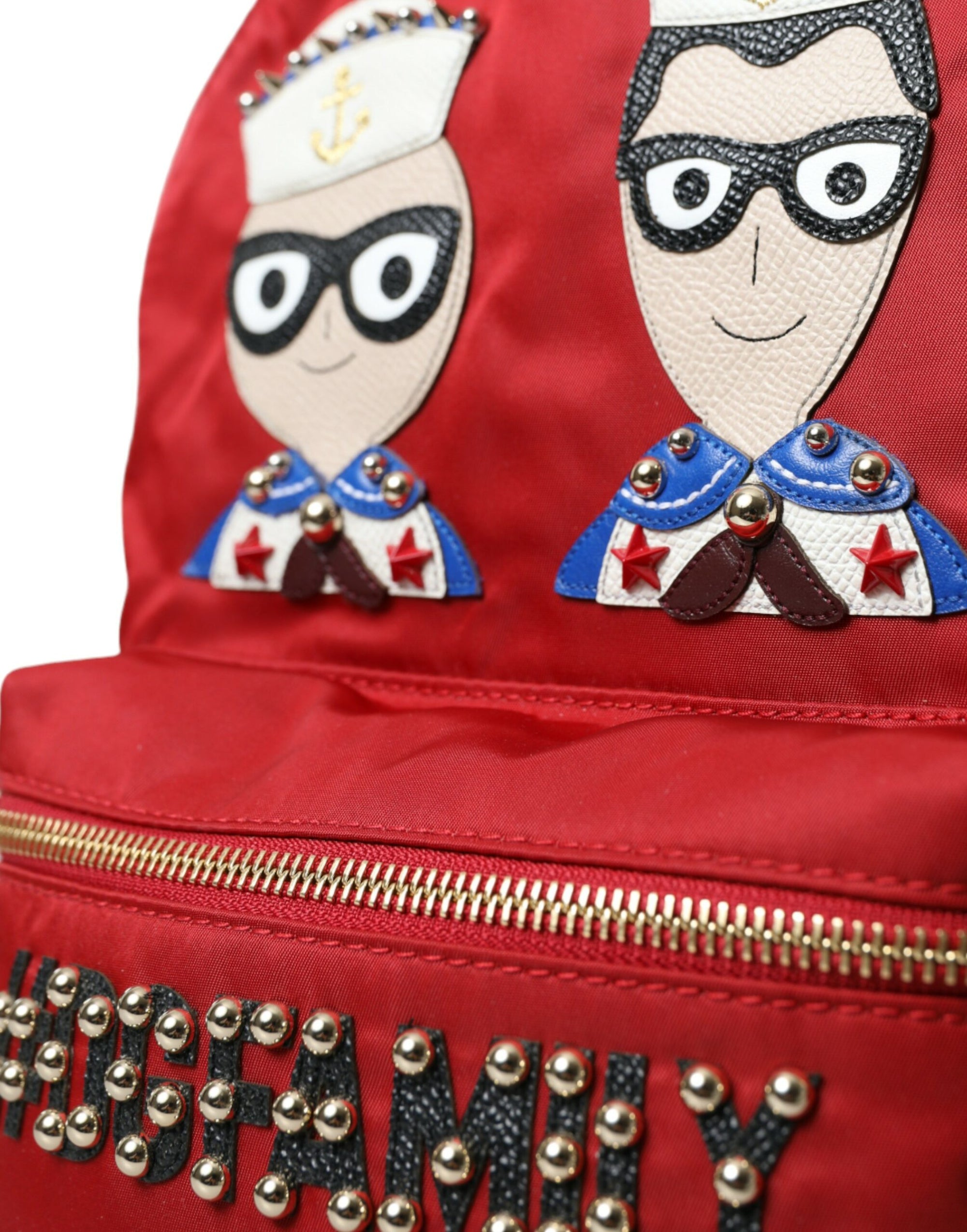 Dolce &amp; Gabbana Embellished Red Backpack with Gold Detailing