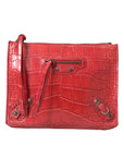 Balenciaga Exotic Red Alligator Leather Clutch