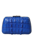 Balenciaga Electric Blue Crocodile Skin Clutch