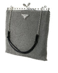 Prada Elegant Silver Mesh Shoulder Evening Bag