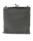 Prada Elegant Silver Mesh Shoulder Evening Bag