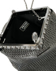 Prada Elegant Silver Mesh Shoulder Evening Bag