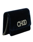 Jimmy Choo Navy Satin-Leather Elegant Crossbody Bag