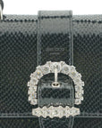 Jimmy Choo Lizard-Embossed Leather Shoulder Bag - Black