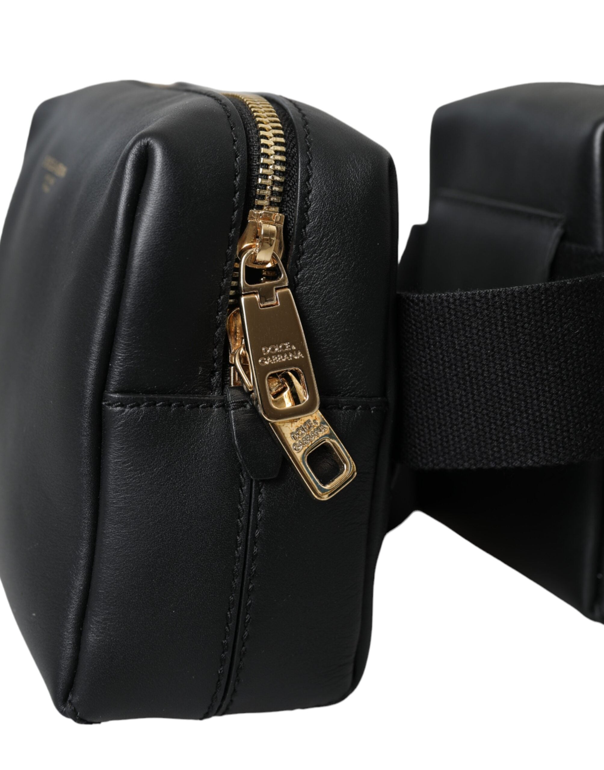 Dolce &amp; Gabbana - Black Leather Double Waist Belt Bag