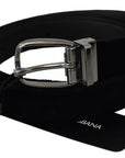 Dolce & Gabbana - Black Velvet Belt with Silver Buckle