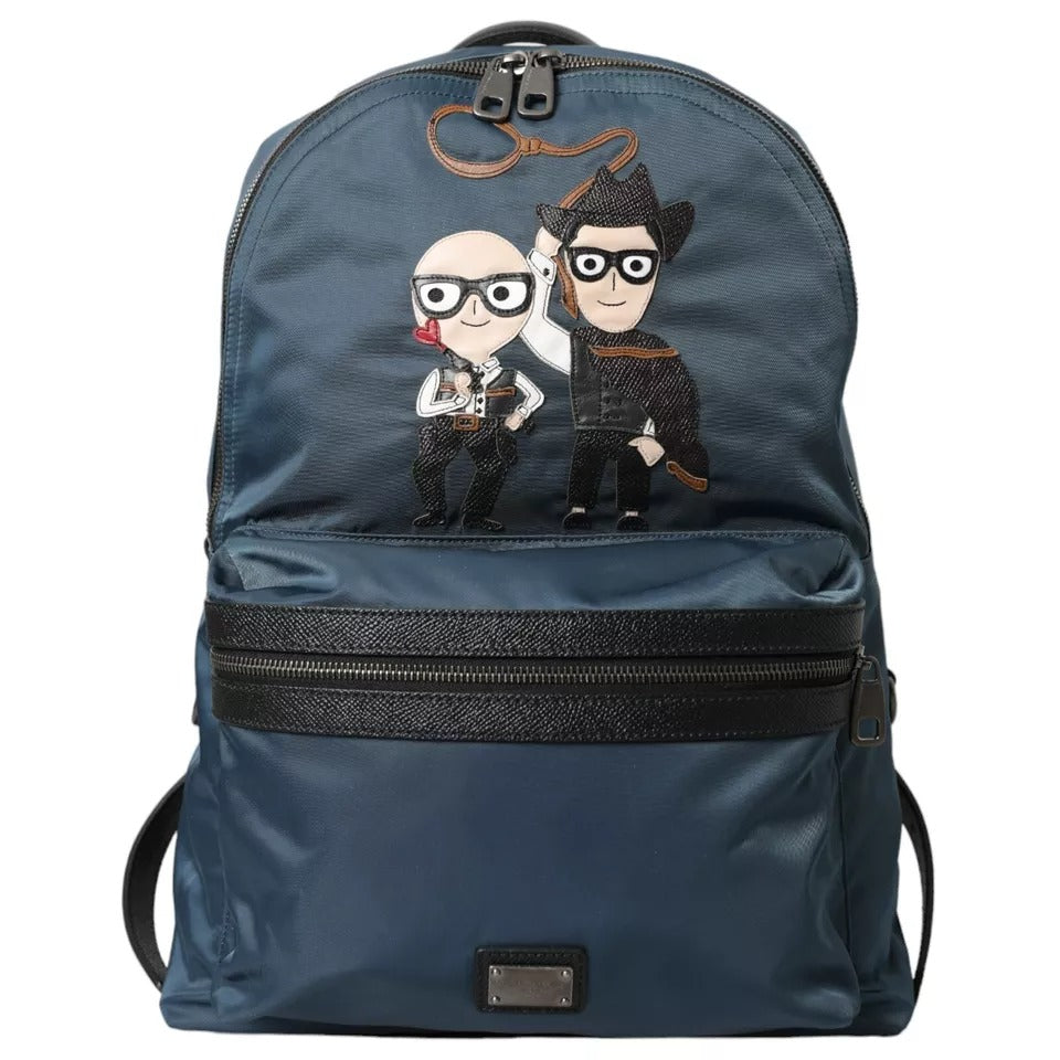 Dolce-&-Gabbana-Blue Nylon-#DGFamily-Patch-Backpack