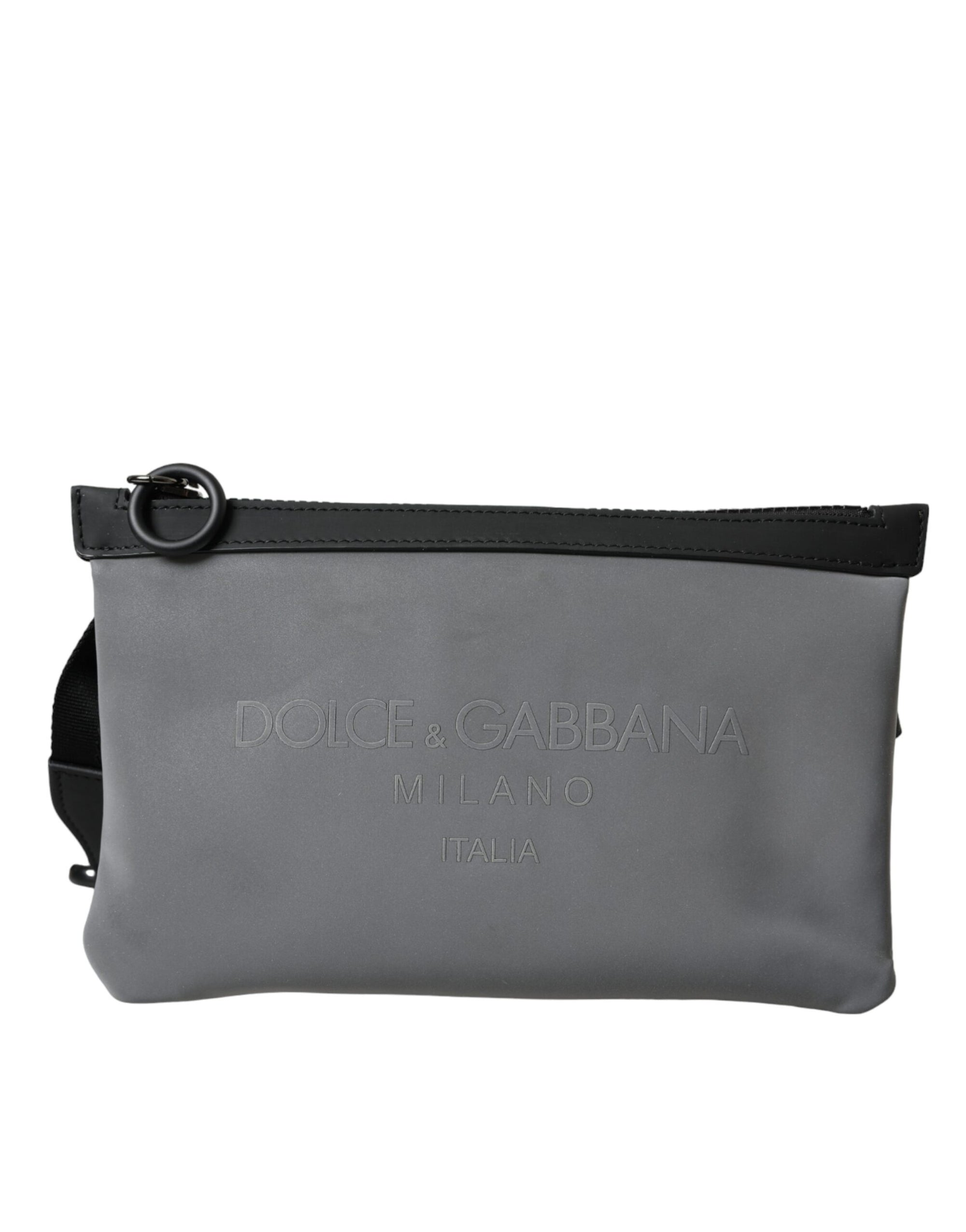 dolce-gabbana-gray-neoprene-belt-bag-front-view