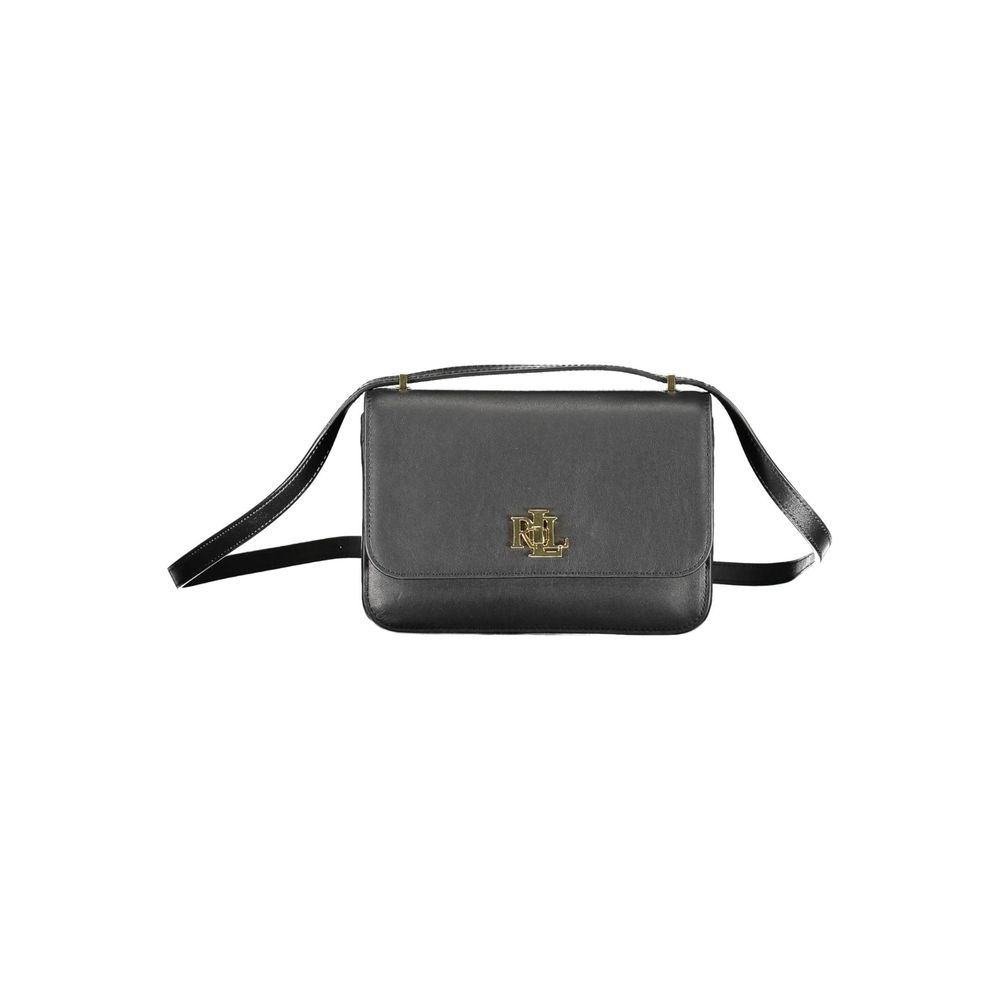 ralph-lauren-black-leather-shoulder-bag-front-view