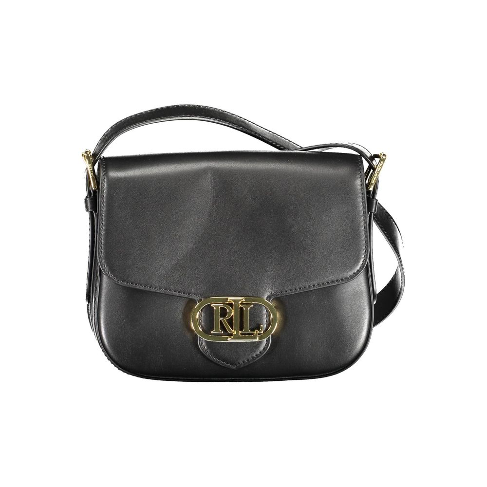 ralph-lauren-black-leather-shoulder-bag-front-view