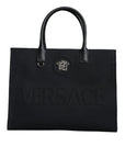 versace-black-canvas-tote-front-view