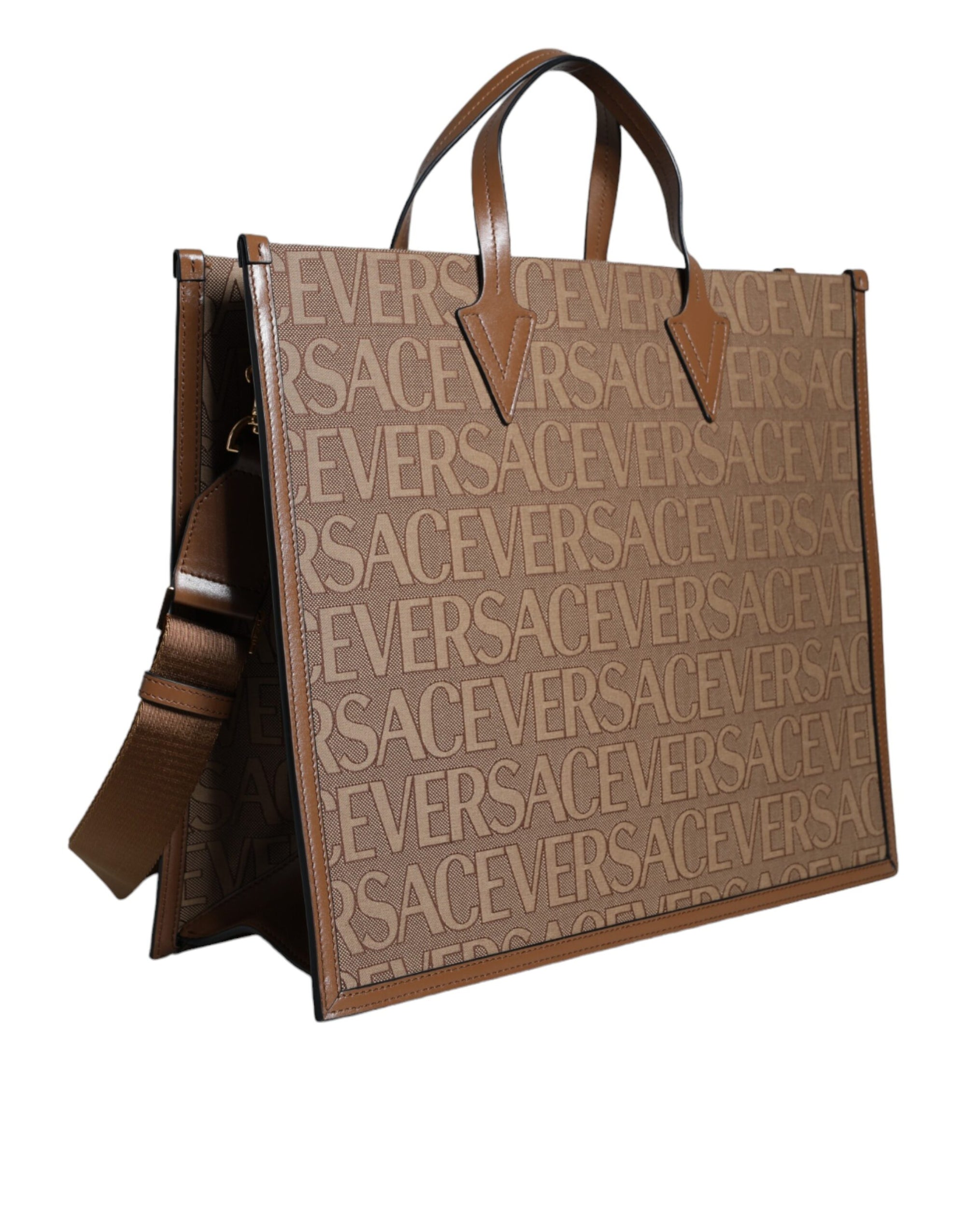 versace-brown-jacquard-leather-tote-bag-side-angle