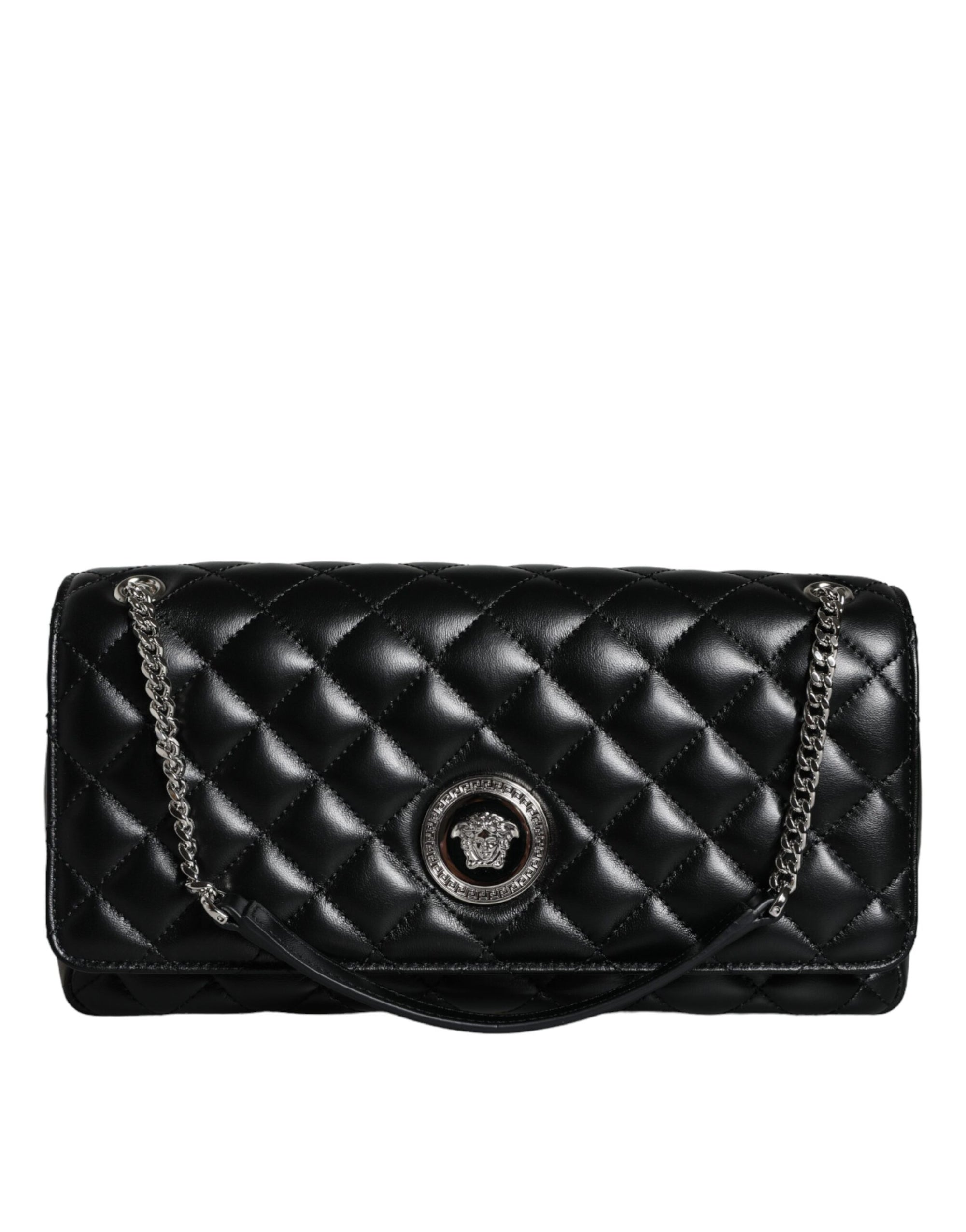 versace-black-quilted-lambskin-leather-crossbody-front-view