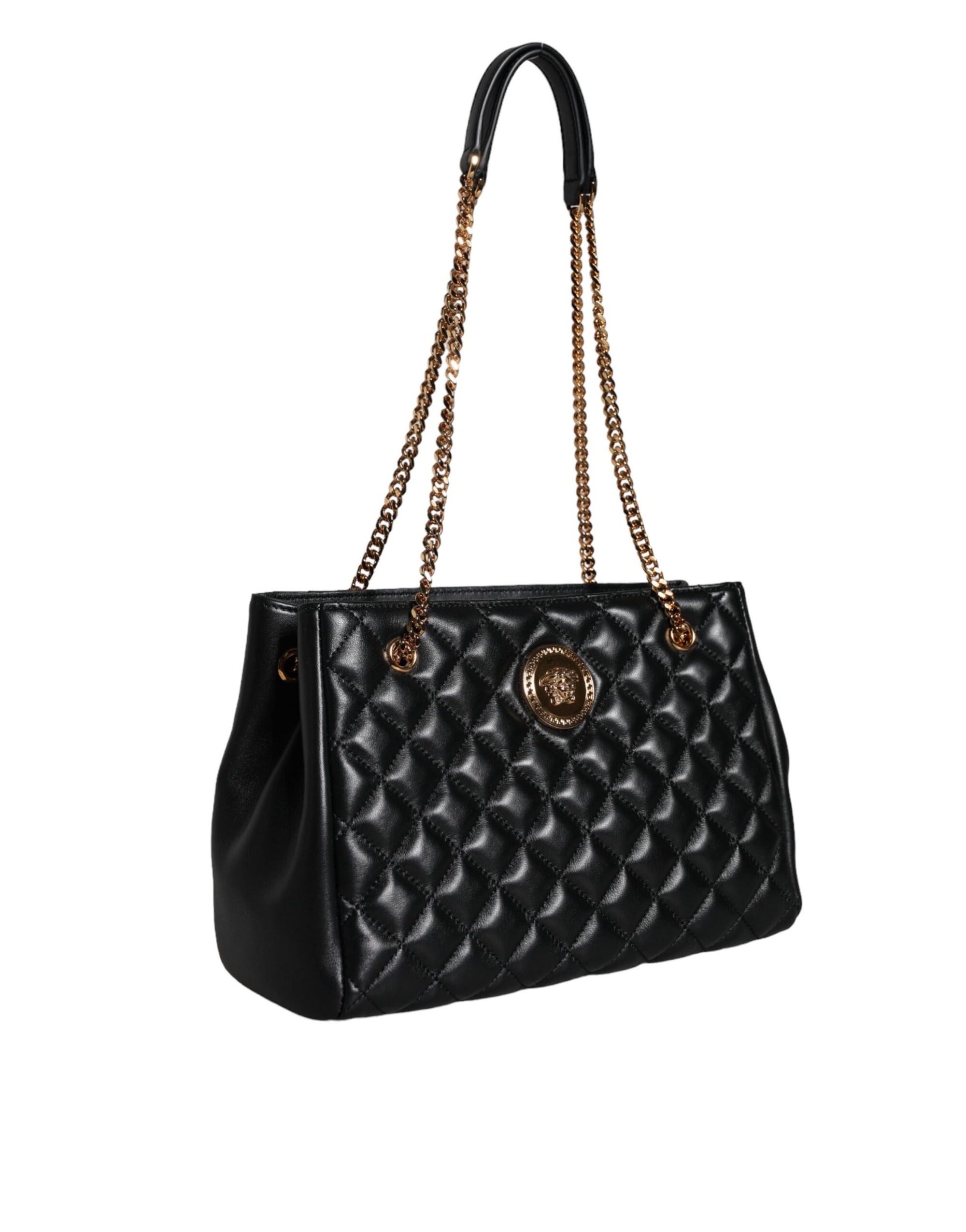 versace-black-quilted-leather-chain-bag-front-view