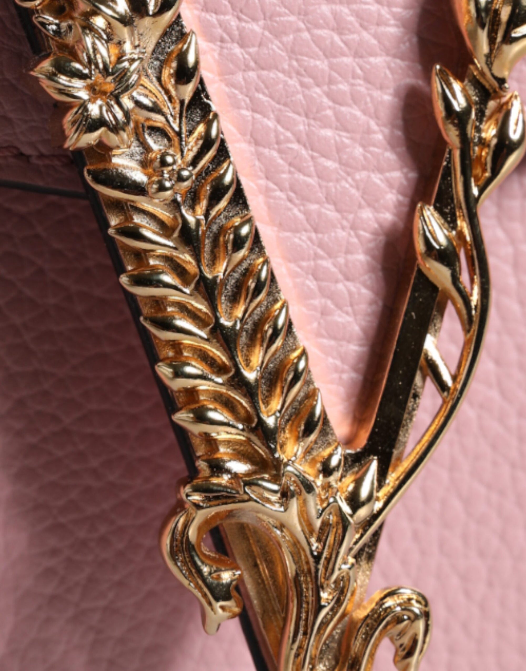 VERSACE - Pink Grainy Calf Leather Crossbody Bag