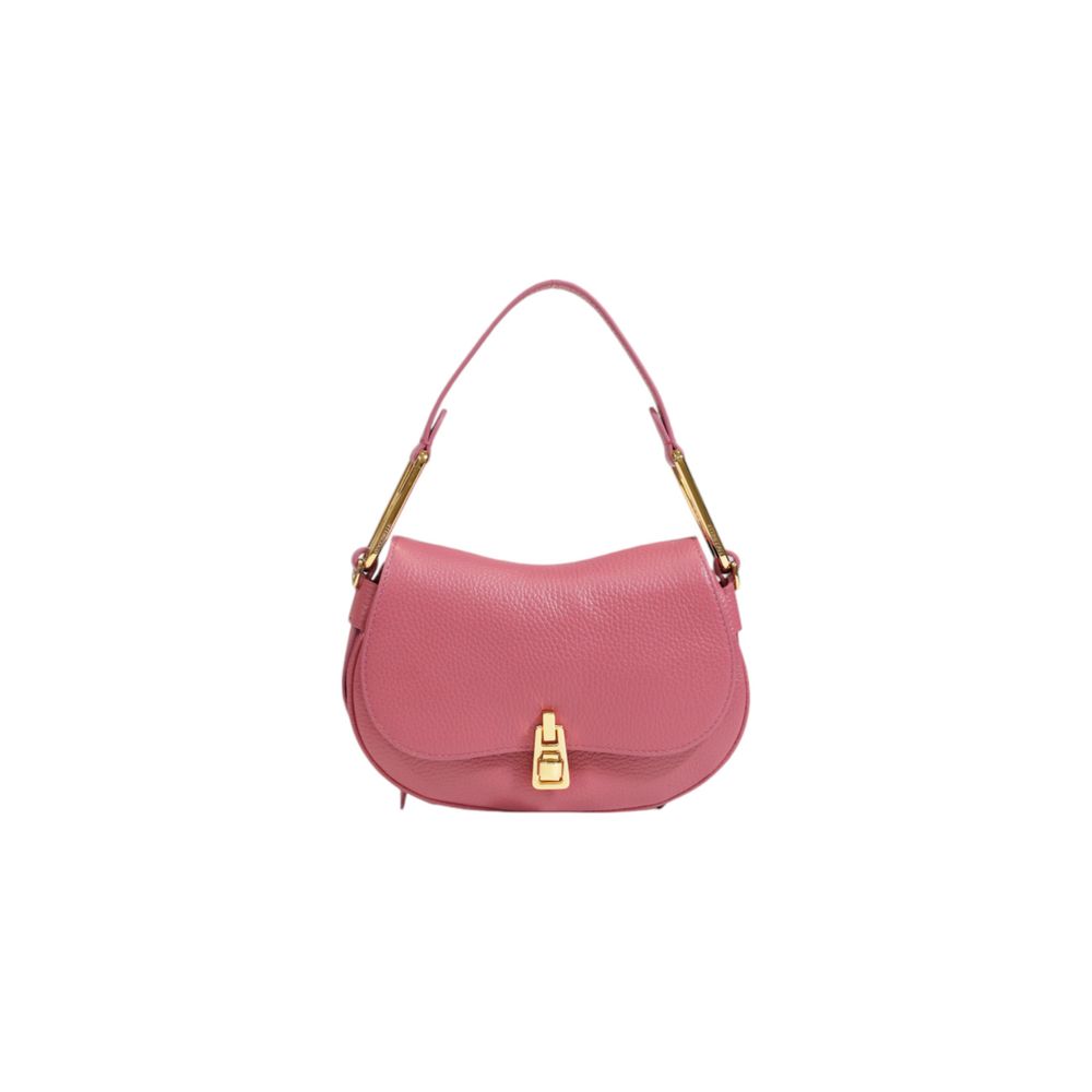 coccinelle-pink-leather-shoulder-bag-front-view