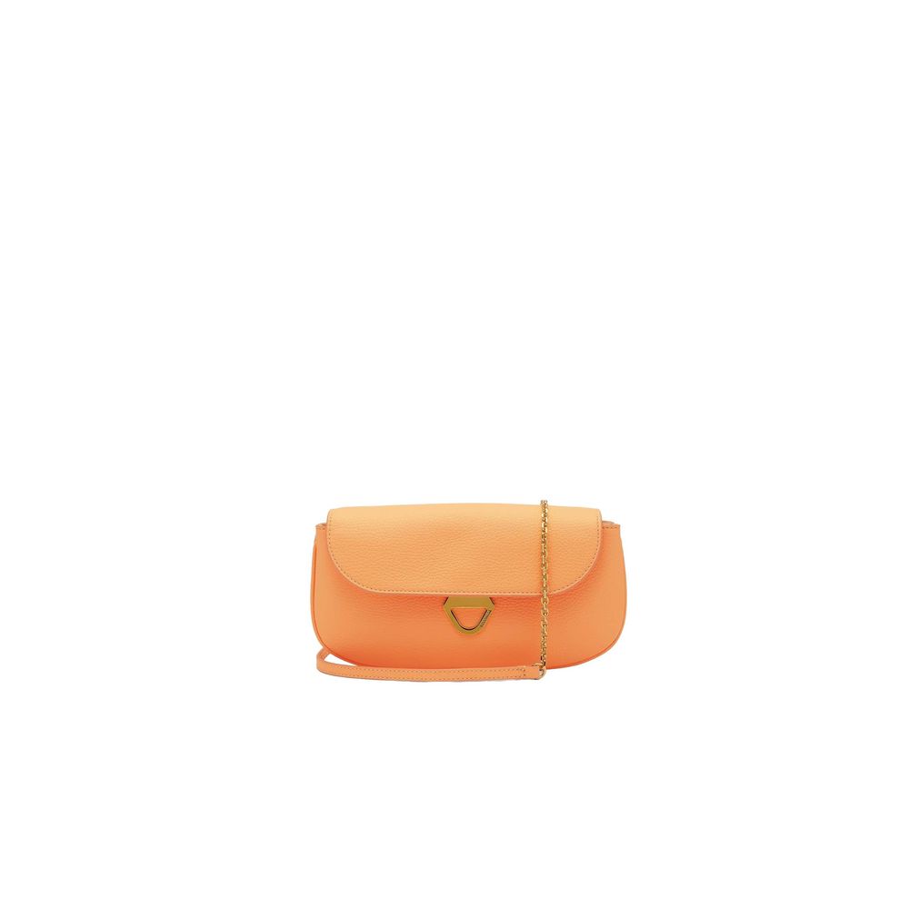 coccinelle-orange-leather-crossbody-purse-front-view