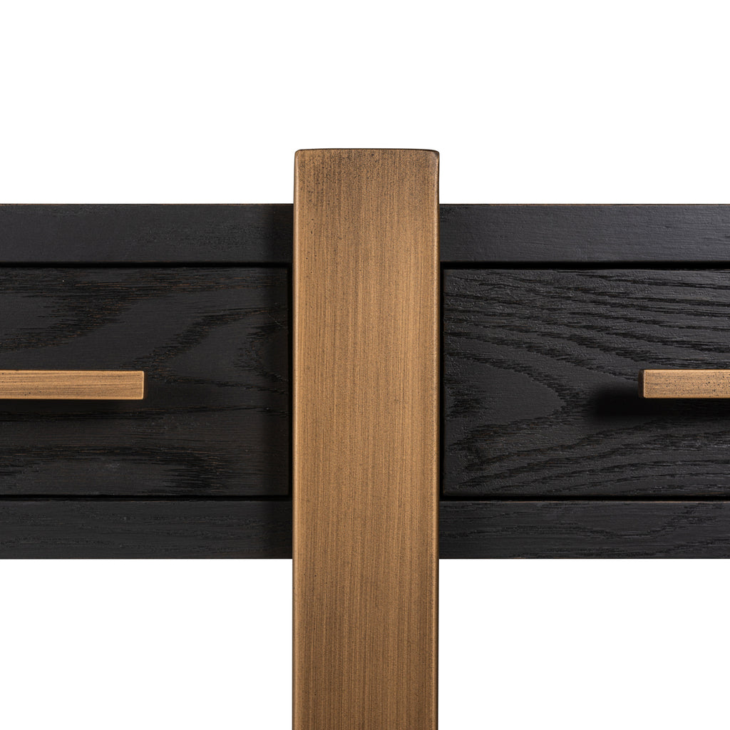 Open sideboard with 3 drawers in oak and steel | 180x45x80