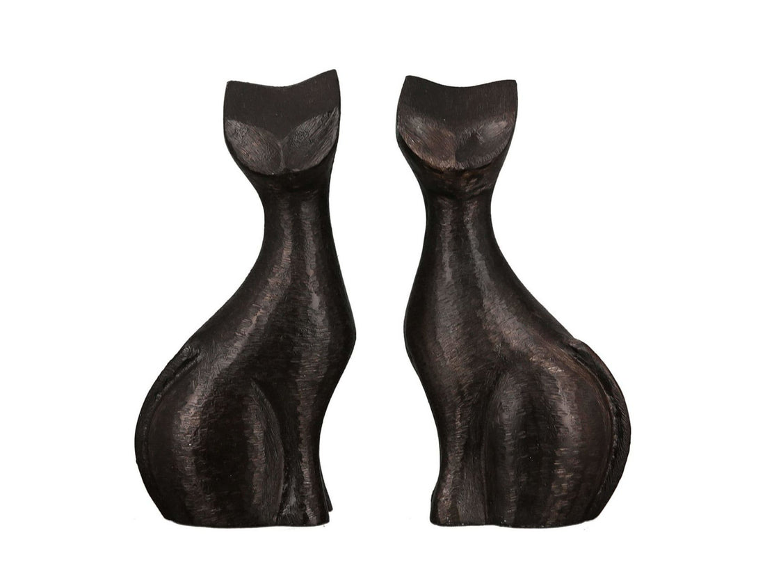 Aluminium beeld kat - Zwart | H. 20 cm | 2-delig