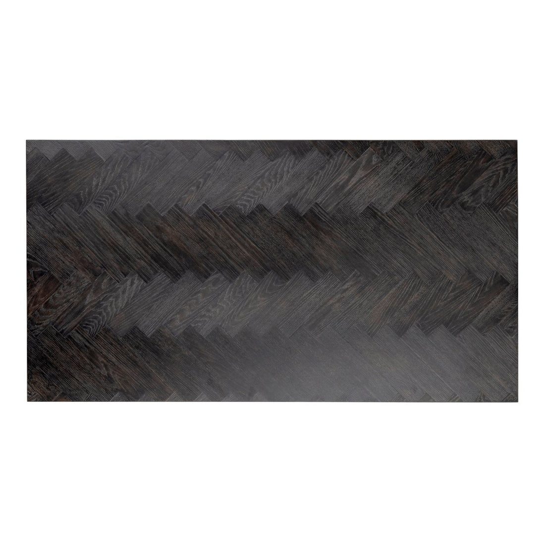 150x80 cm blok salontafel met rustiek zwart eiken en zilveren frame.