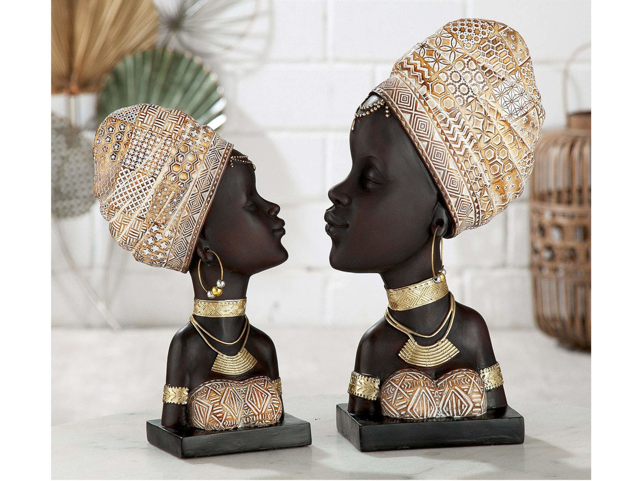 Busto di donna africana con copricapo | Zola | H. 30 cm
