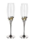 Champagneglazen bruiloft - Zilver | Goldhearts | H. 27 cm