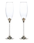 Champagneglazen met stras - Zilver | Glamour | H. 26,5 cm